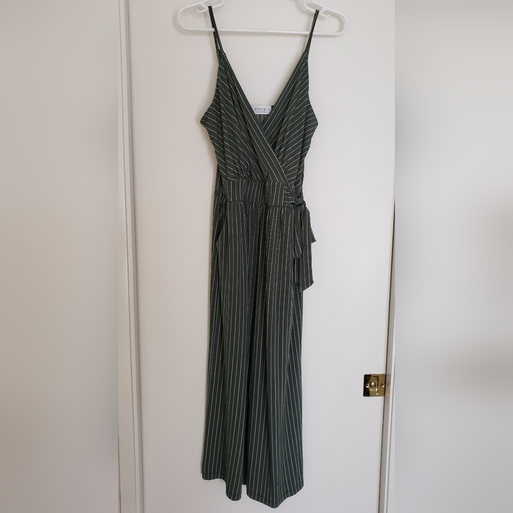 Stichfix Kaileigh Olive Green and Cream Cropped Jumpsuit